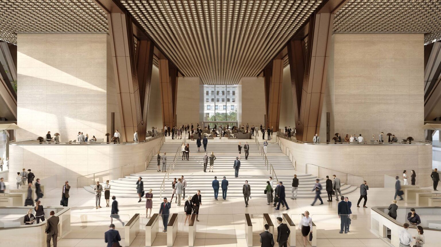 Interior view of a building lobby